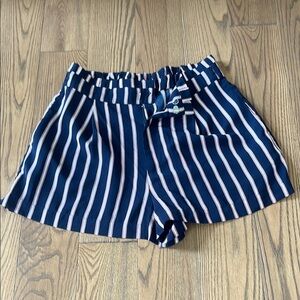 Forever 21 Blue and White High Waist Striped Shorts